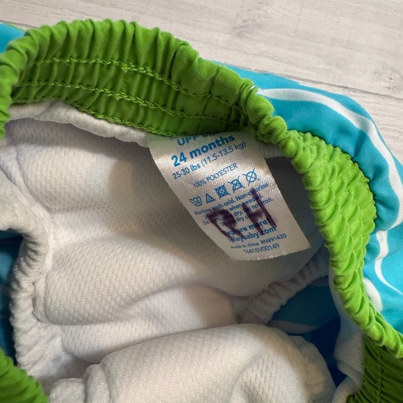 i play. Blue and Green Kids Swim Trunks - Picture 5 of 7